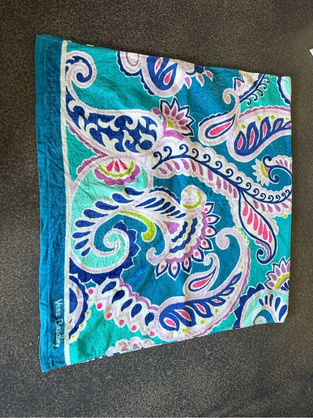 Vera Bradley Waikiki Paisley Floral Beach Towel Blue Pink Purple Soft Towel NWOT